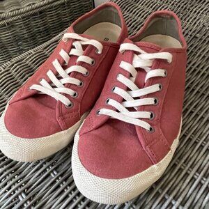 SeaVees Shoes Womens 7 Monterey Sneakers Red Canvas Comfort Round Toe Low